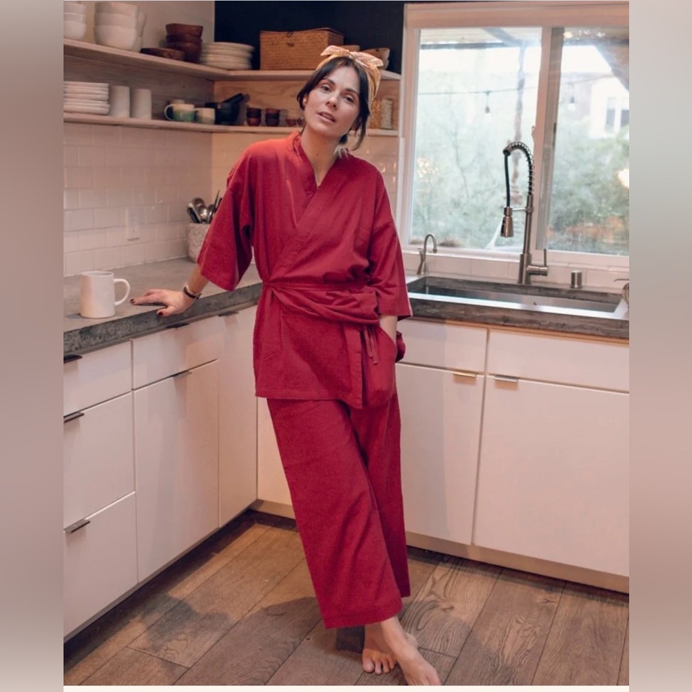 Oddbird Kardeş Şile Loungewear Set in Holiday Red